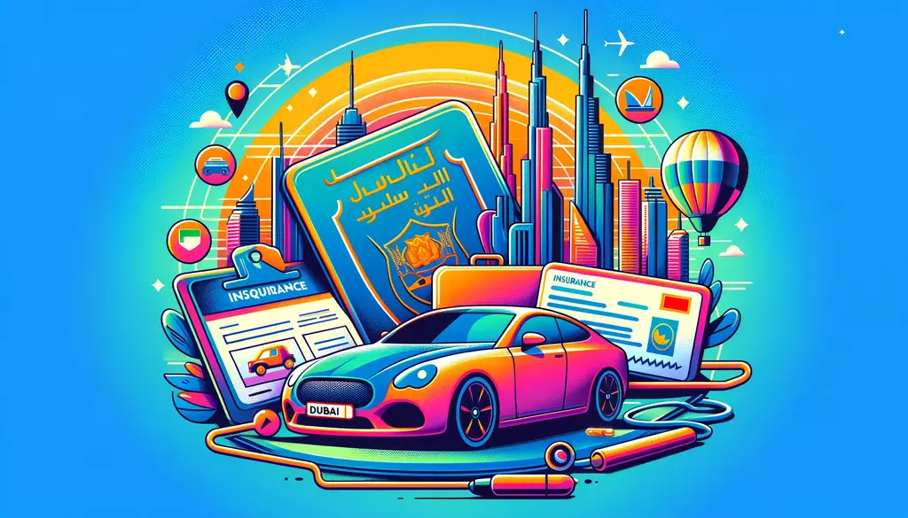A car, a Dubai driving licence and insurance documents